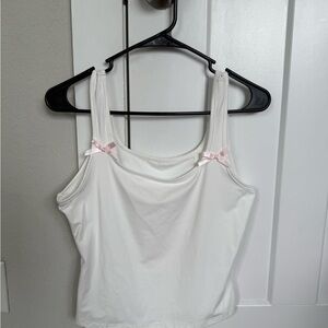 White Tank Top with Pink Accents